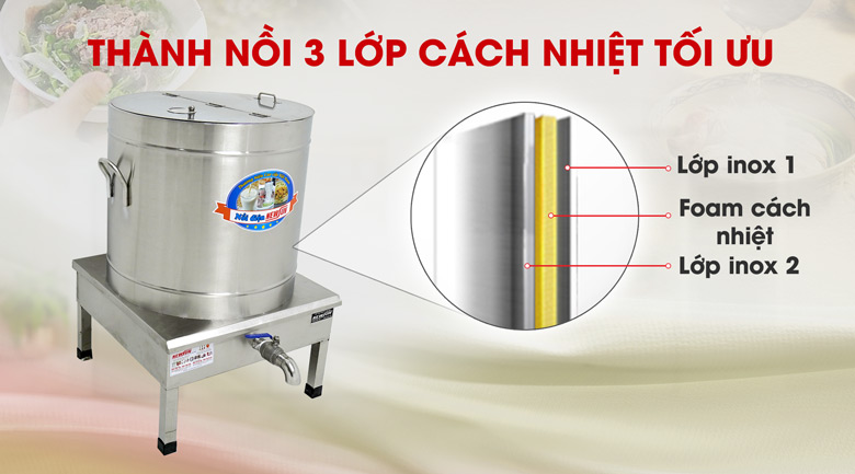 Thành nồi dày dặn có lớp cách nhiệt