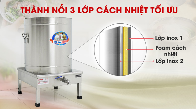 Thành nồi dày dặn có lớp cách nhiệt