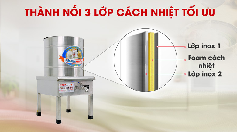Thành nồi dày dặn, cách nhiệt hiệu quả