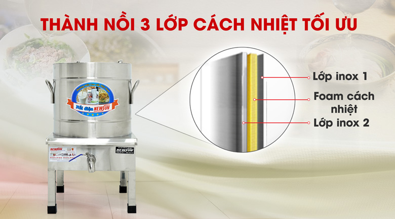 Thành nồi 3 lớp cách nhiệt