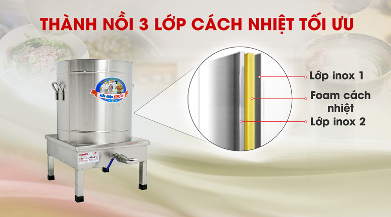 Thành nồi 3 lớp cách nhiệt tốt
