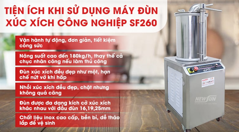 tiện ích khi sử dụng máy đùn xúc xích SF260 tiện ích khi sử dụng máy đùn xúc xích SF260
