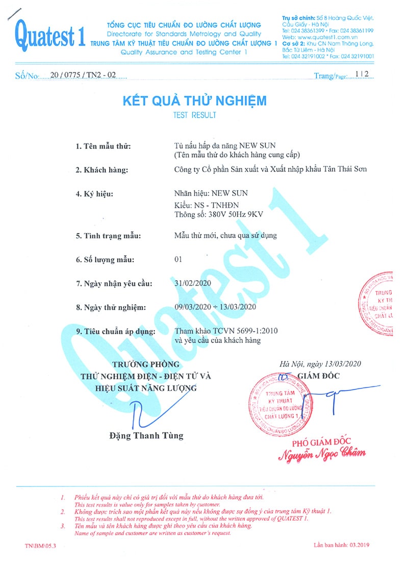 giấy chứng nhận chất lượng