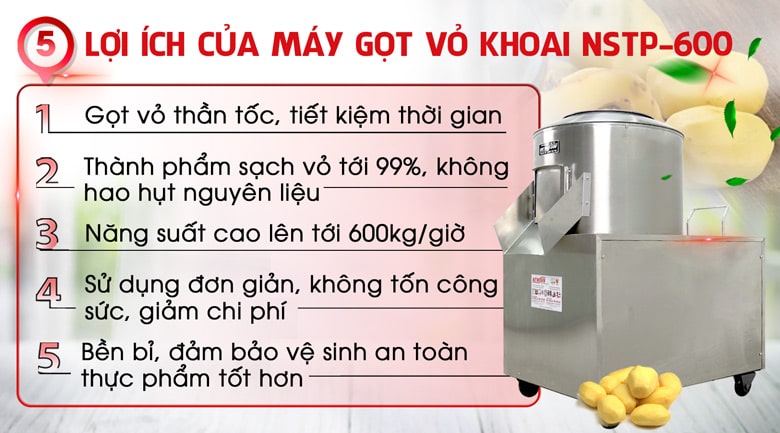 Lợi ích của máy gọt khoai tây NSTP-600