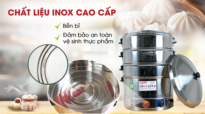 Nồi hấp bánh bao chất liệu inox, siêu bền bỉ Nồi hấp bánh bao chất liệu inox, siêu bền bỉ