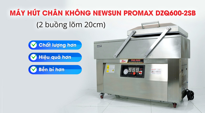 Máy hút chân không NEWSUN Promax DZQ600-2SB (2 buồng lõm 20cm)