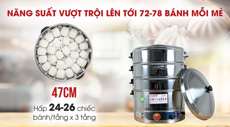 Năng suất lên tới 72-78 bánh mỗi mẻ Năng suất lên tới 72-78 bánh mỗi mẻ