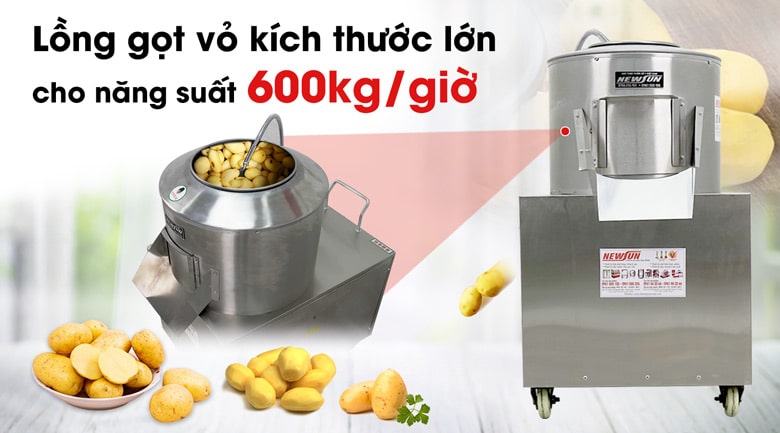 Lồng quay kích thước lớn, gọt vỏ sạch sẽ, năng suất cao