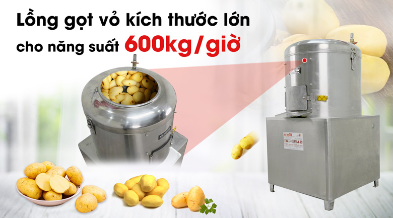 Lồng máy kích thước lớn, gọt vỏ sạch sẽ, năng suất cao Lồng máy kích thước lớn, gọt vỏ sạch sẽ, năng suất cao