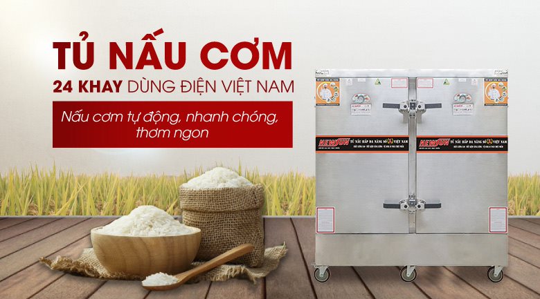 Tủ nấu cơm 24 khay dùng điện Việt Nam (96kg gạo/mẻ) Tủ nấu cơm 24 khay dùng điện Việt Nam (96kg gạo/mẻ)