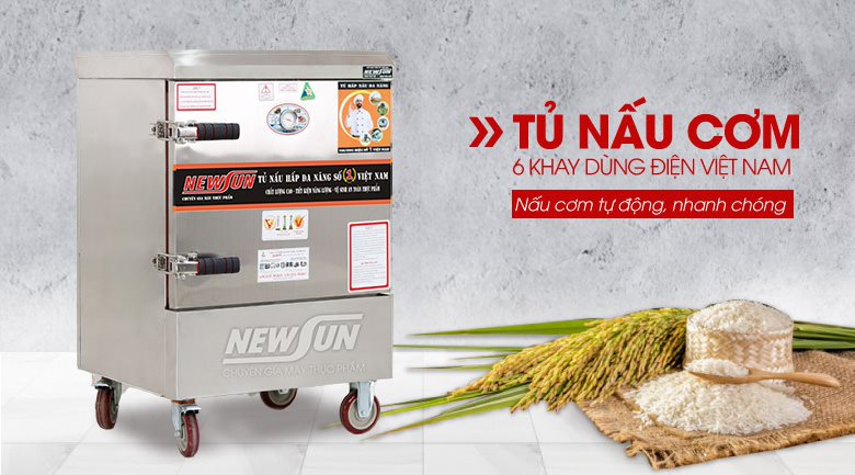 Tủ nấu cơm 6 khay dùng điện Việt Nam (24kg gạo/mẻ) Tủ nấu cơm 6 khay dùng điện Việt Nam (24kg gạo/mẻ)