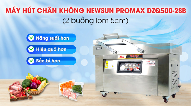 Máy ép chân không Promax DZQ500-2SB (2 buồng lõm 5cm) NEWSUN