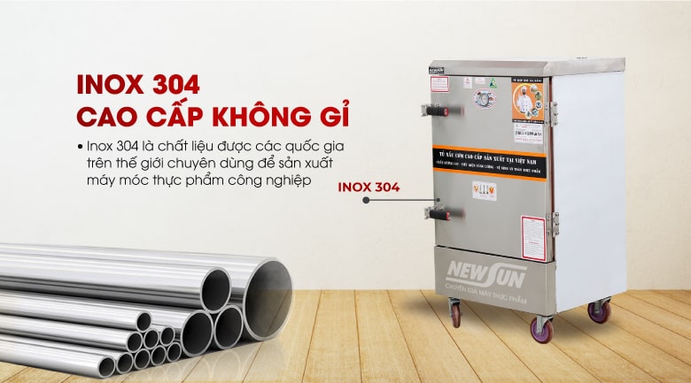 inox 304 cao cấp chịu nhiệt tốt, không bị muối, nước ăn mòn, giữ độ bền đẹp đến hàng chục năm.