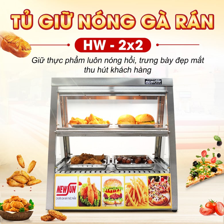 Tủ giữ nóng gà rán HW-2x2 Tủ giữ nóng gà rán HW-2x2