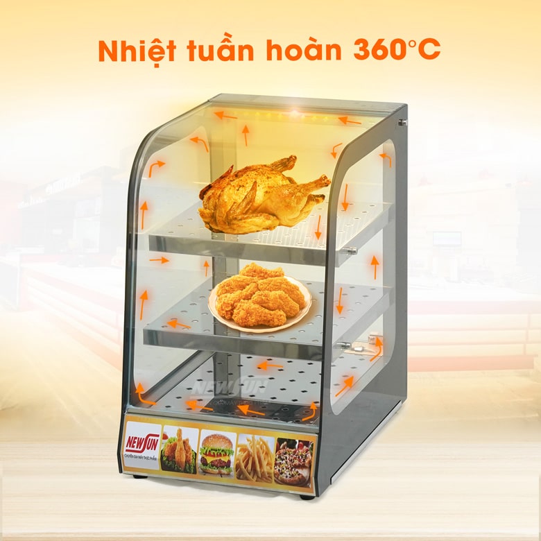Thức ăn nóng đều nhờ nhiệt nóng tuần hoàn 360 độ trong tủ