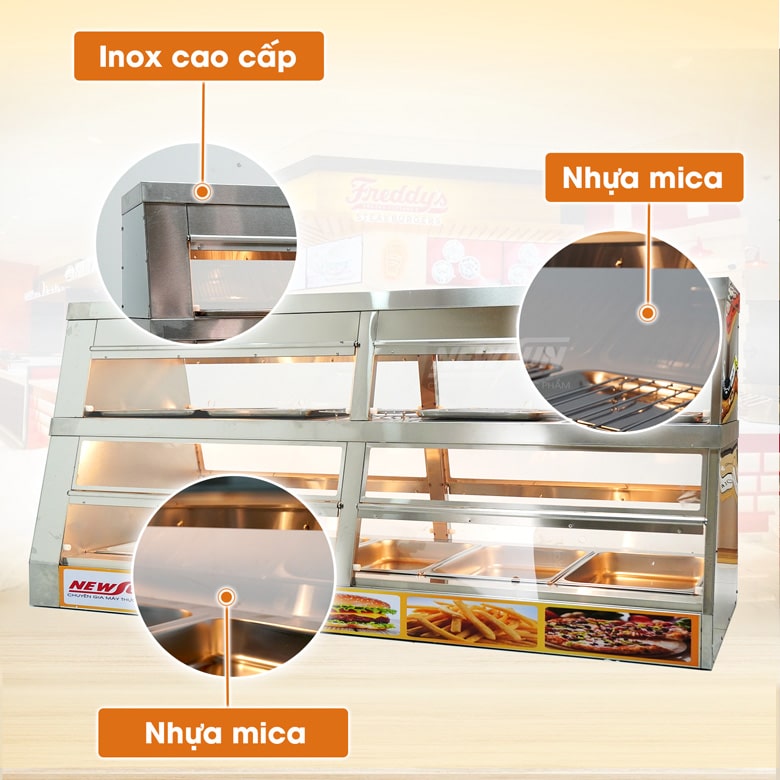 Thiết kế sang trọng với inox và nhựa mica trong suốt Thiết kế sang trọng với inox và nhựa mica trong suốt