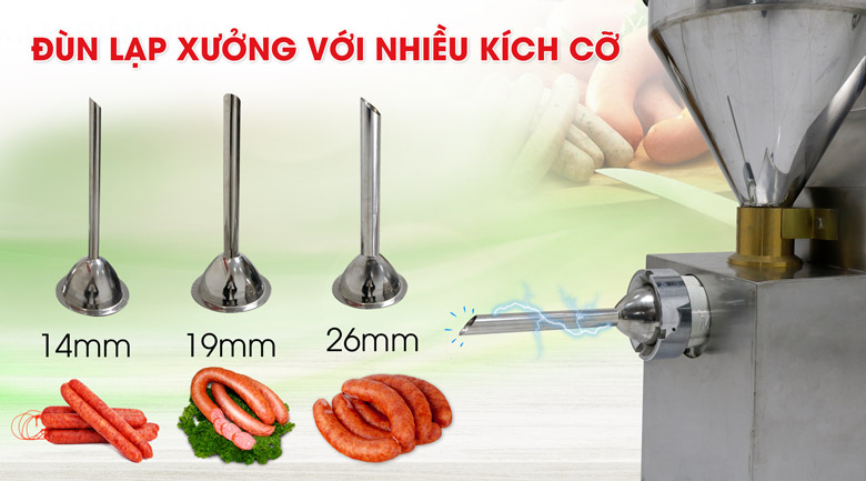 Trang bị 3 đầu đùn kích cỡ khác nhau