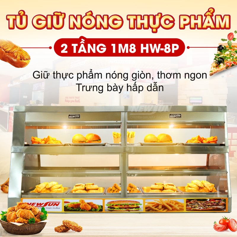 Tủ giữ nóng thực phẩm 2 tầng 1m8 HW-8P Tủ giữ nóng thực phẩm 2 tầng 1m8 HW-8P