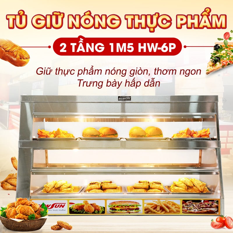 Tủ trưng bày gà rán 2 tầng 1m5 HW-6P Tủ trưng bày gà rán 2 tầng 1m5 HW-6P