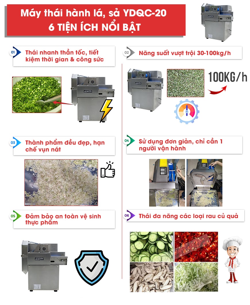 Vì sao nên sử dụng máy thái hành lá sả YDQC-20