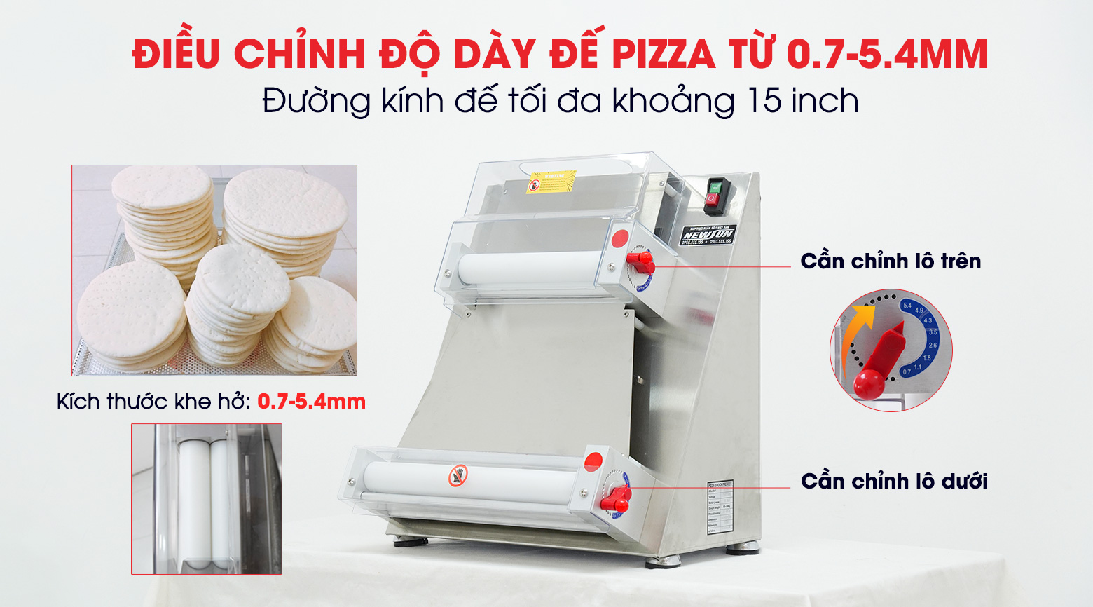 Điều chỉnh độ dày đế bánh Pizza
