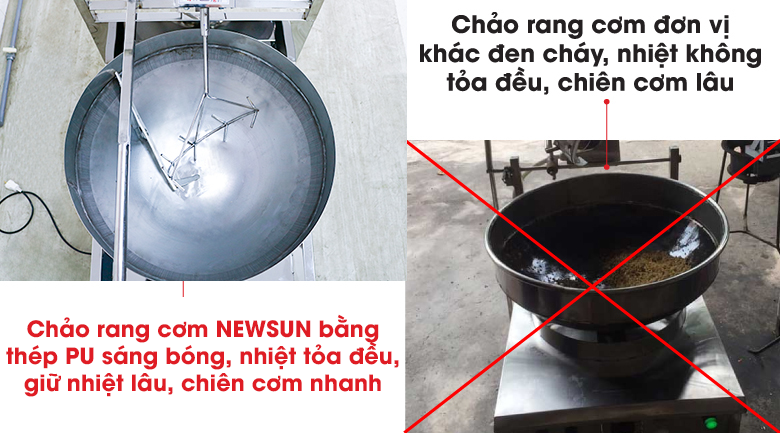 Chảo máy rang cơm sử dụng thép PU