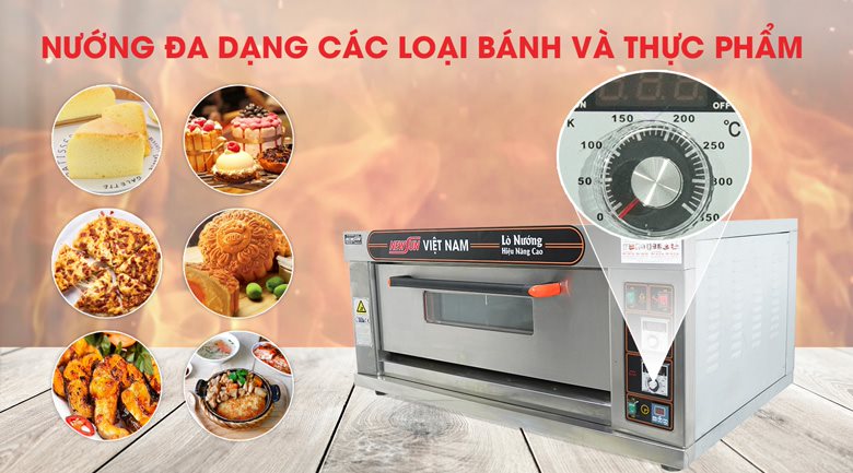 Lò nướng bánh 1 tầng 2 khay XYF-1KA-T: Dải nhiệt rộng, nướng đa dạng các loại thực phẩm