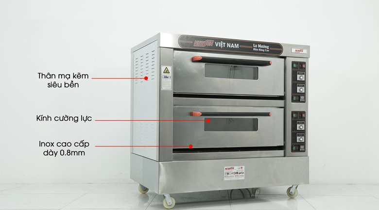 Lò nướng bánh 2 tầng 4 khay XYF-2KA-T: Chất liệu cao cấp, sử dụng lâu dài bền đẹp