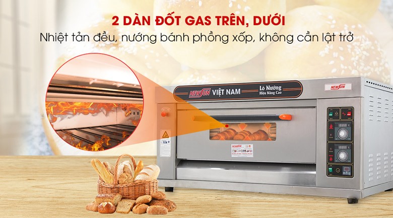 Công nghệ nướng nhiệt trên & nhiệt dưới, nướng bánh bông xốp chín đều