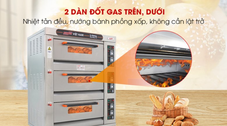 Công nghệ nướng nhiệt trên & nhiệt dưới, nướng bánh bông xốp chín đều