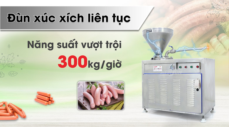 Năng suất đạt 300kg/giờ