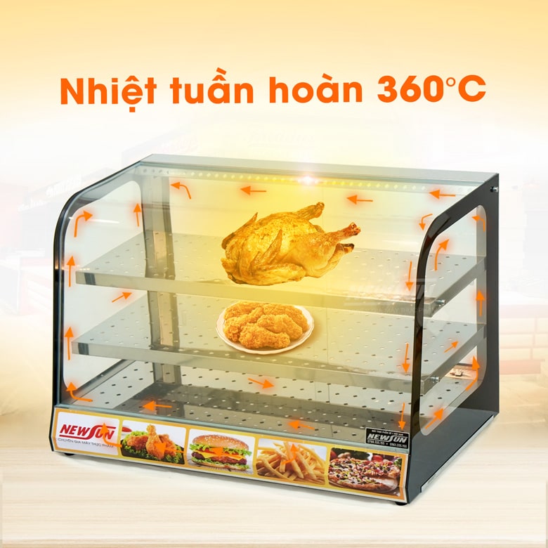 Thức ăn nóng đều nhờ nhiệt nóng tuần hoàn 360 độ trong tủ