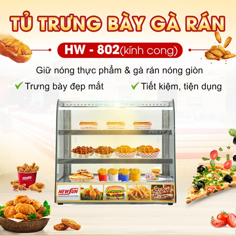 Tủ giữ nóng thực phẩm HW-802 (kính cong) Tủ giữ nóng thực phẩm HW-802 (kính cong)