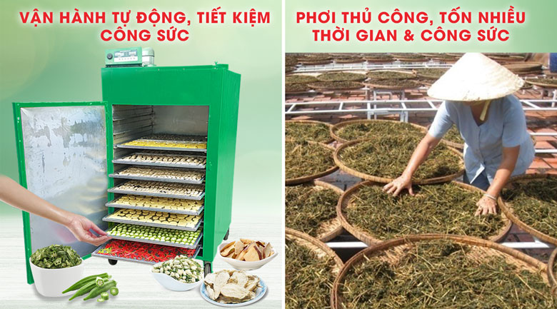 Sấy nhanh chóng, tiết kiệm thời gian và công sức