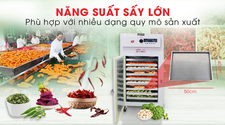 Máy sấy thực phẩm cho năng suất cao vượt trội