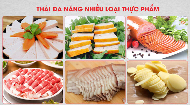 Máy cắt chả lụa ES300 thái được đa dạng các loại thực phẩm
