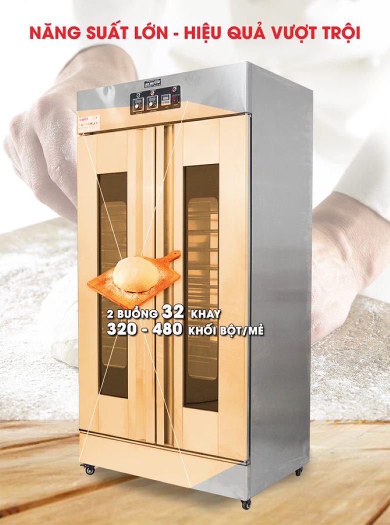 Ủ 320 - 480 khối bột với 2 khoang chứa kích thước lớn 