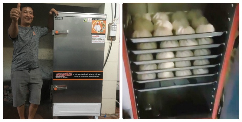 Khách hàng sử dụng nồi hấp bánh bao dùng điện