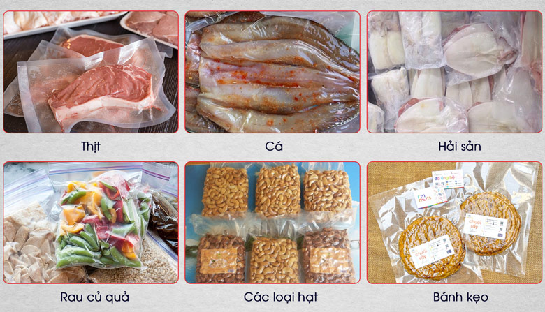 Hút chân không và đóng gói nhiều loại nguyên liệu