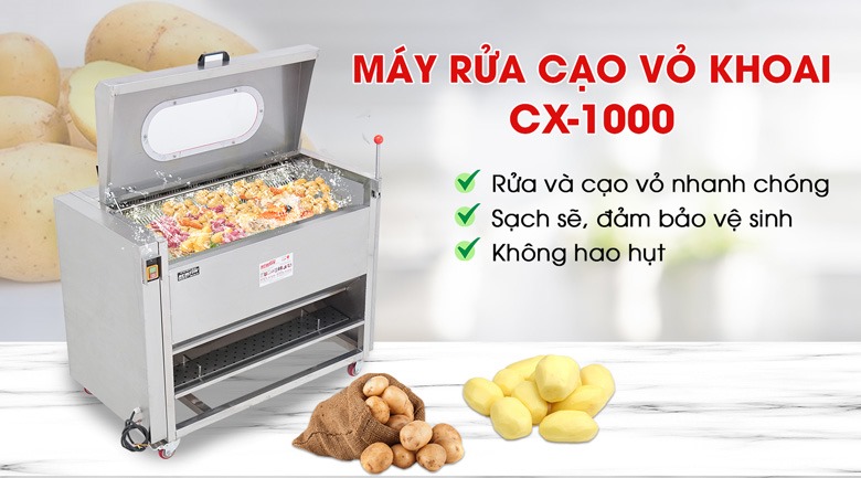Máy cạo vỏ khoai CX-1000 - Hiệu quả làm sạch tới 99% Máy cạo vỏ khoai CX-1000 - Hiệu quả làm sạch tới 99%